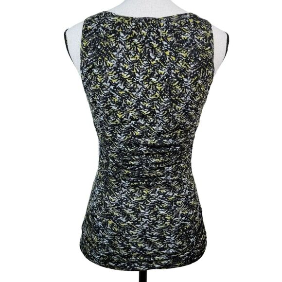 Halogen Ruched Tank Top Womens Sz S Petite Black Yellow Wool‎ Blend Scoop Neck - Picture 5 of 6